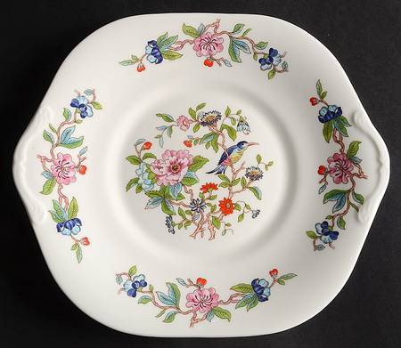 Pembroke (Gold Trim) Square Handled Cake Plate