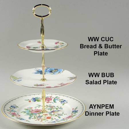 Pembroke (Gold Trim) Mixed/Match 3 Tier Serving Tray