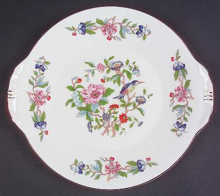 Pembroke (Gold Trim) Handled Cake Plate