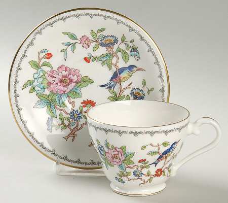 Pembroke (Gold Trim) Footed Cup & Saucer Set