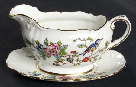 Pembroke (Gold Trim) Individual Gravy Boat & Plate