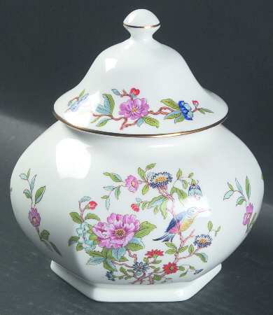 Pembroke (Gold Trim) Covered Caddy Hexagonal Large