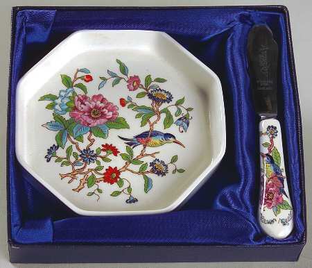 Pembroke (Gold Trim) Individual Butter Dish & Knife Set
