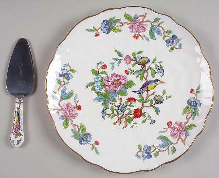 Pembroke (Gold Trim) Cheese Plate & Server Set