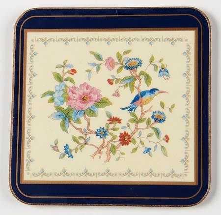 Pembroke (Gold Trim) Cork Back Square Coaster