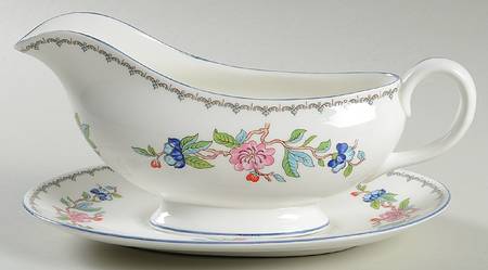 Pembroke (Blue Trim) Gravy Boat & Underplate