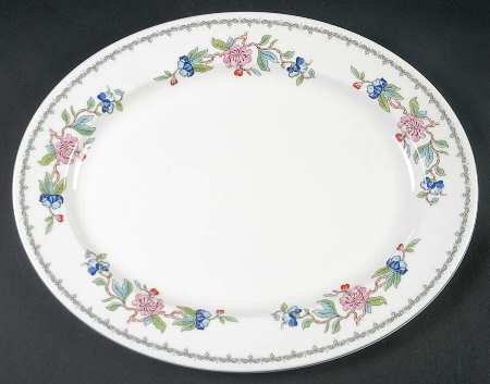Pembroke (Blue Trim) 13" Oval Serving Platter