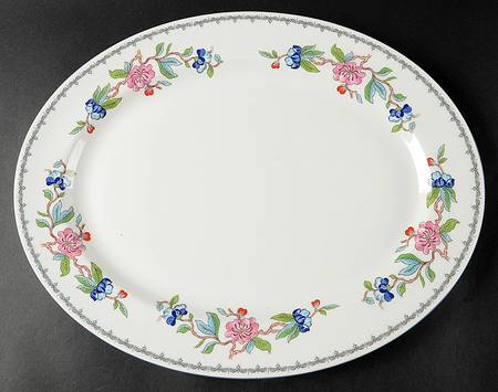 Pembroke (Blue Trim) 15" Oval Serving Platter