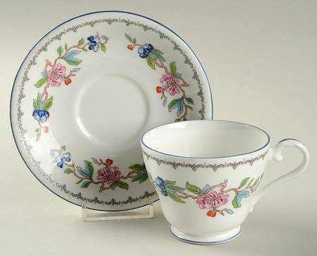 Pembroke (Blue Trim) Footed Cup & Saucer Set