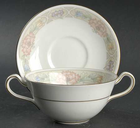 Peony Flat Cream Soup Bowl & Saucer Set