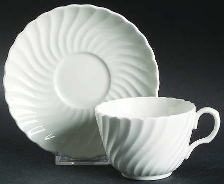 Portland White Flat Cup & Saucer Set