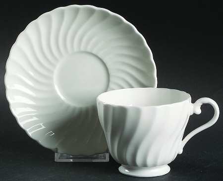 Portland White Footed Cup & Saucer Set