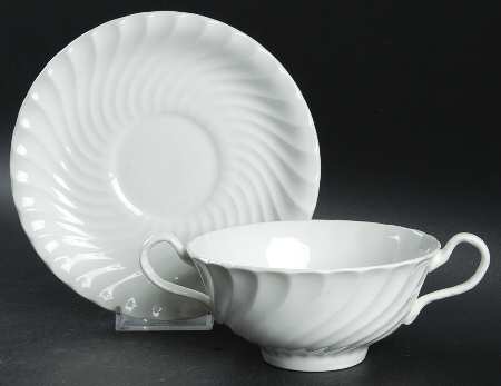 Portland White Footed Cream Soup Bowl & Saucer Set