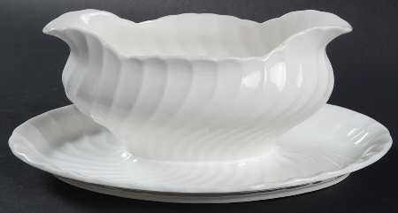 Portland White Gravy Boat with Attached Underplate
