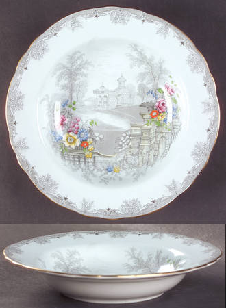 Queen's Garden (Blue, Scalloped) Rim Soup Bowl