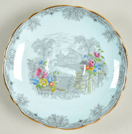 Queen's Garden (Blue, Scalloped) Saucer for Footed Demitasse Cup