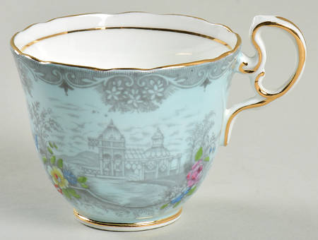 Queen's Garden (Blue, Scalloped) Footed Demitasse Cup