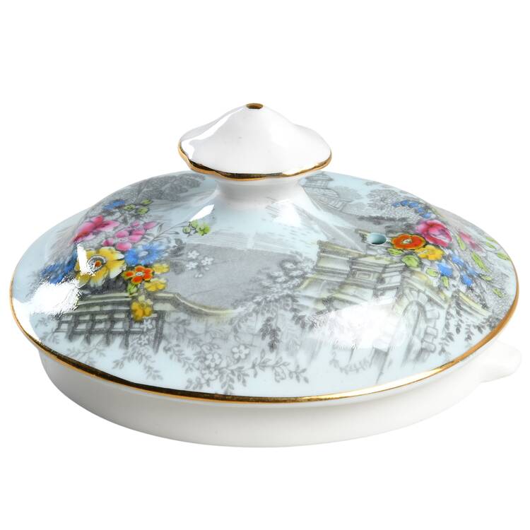 Queen's Garden (Blue, Scalloped) Lid for Teapot