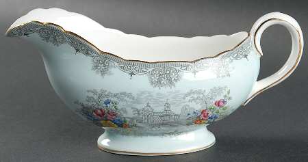Queen's Garden (Blue, Scalloped) Gravy Boat