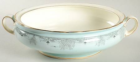 Queen's Garden (Blue, Scalloped) Round Vegetable No Lid