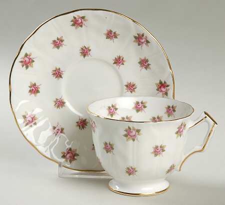 Rosedale (Pink Roses, Crocus Shape) Footed Cup & Saucer Set