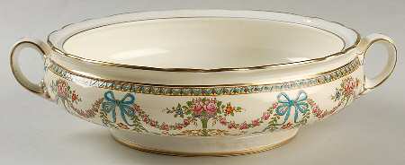 Rosedale (Bows, Flowers On Edge) Round Vegetable No Lid