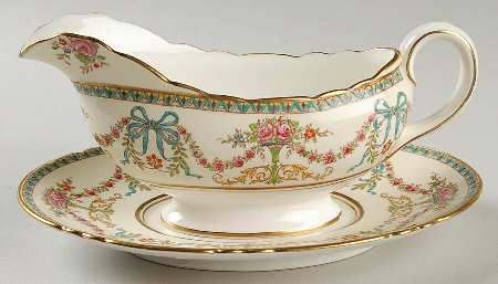 Rosedale (Bows, Flowers On Edge) Gravy Boat & Underplate