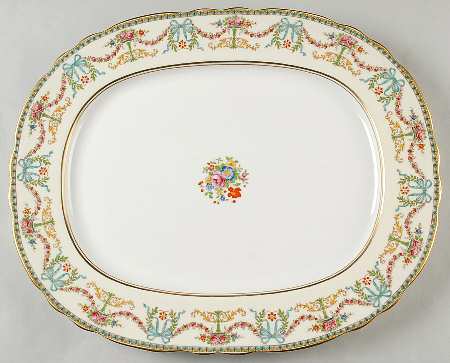 Rosedale (Bows, Flowers On Edge) 17" Oval Serving Platter
