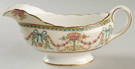 Rosedale (Bows, Flowers On Edge) Gravy Boat