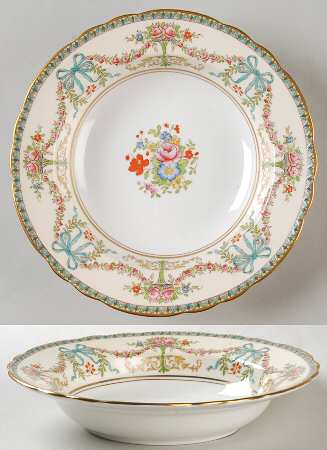 Rosedale (Bows, Flowers On Edge) Rim Soup Bowl