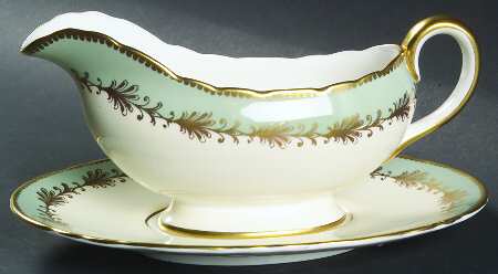 Rutland Nile Sage Green (Scalloped) Gravy Boat & Underplate