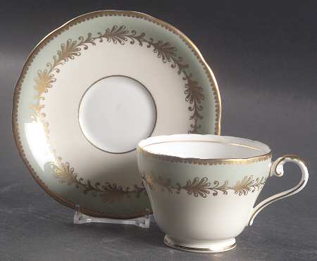 Rutland Nile Sage Green (Scalloped) Footed Cup & Saucer Set