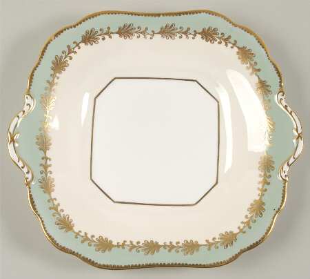 Rutland Nile Sage Green (Scalloped) Square Handled Cake Plate