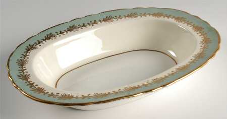 Rutland Nile Sage Green (Scalloped) 10" Oval Vegetable Bowl