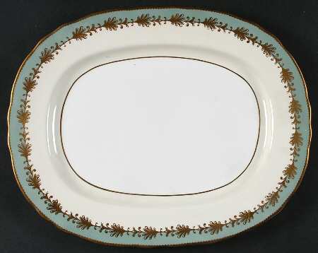 Rutland Nile Sage Green (Scalloped) 13" Oval Serving Platter