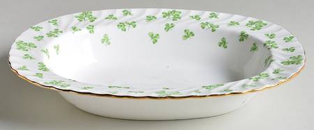 Shamrock White (Swirl Rim) 10" Oval Vegetable Bowl