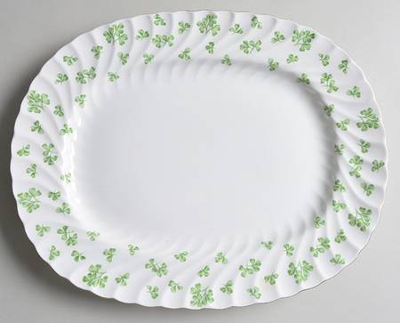 Shamrock White (Swirl Rim) 13" Oval Serving Platter