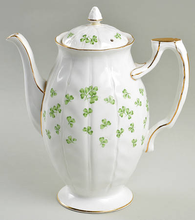 Shamrock White (Swirl Rim) Coffee Pot & Lid