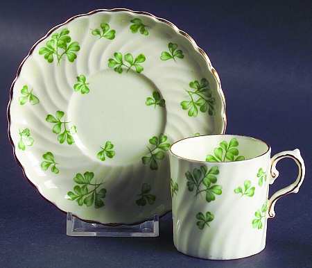 Shamrock Cream (Rim Shape) Flat Demitasse Cup & Saucer Set
