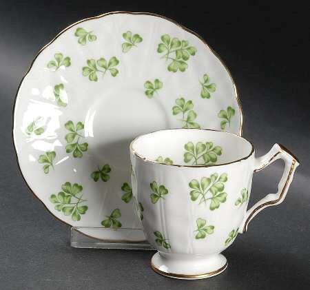 Shamrock (Crocus, Coupe Shape) Footed Demitasse Cup & Saucer Set
