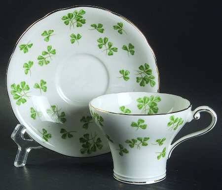 Shamrock (Rim, Scalloped) Flat Cup & Saucer Set
