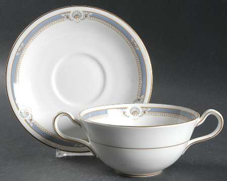 South Pacific Blue Flat Cream Soup Bowl & Saucer Set