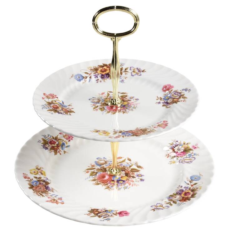 Summertime 6 5/8"-10"  2 Tiered Serving Tray (Dp, Sp) HC