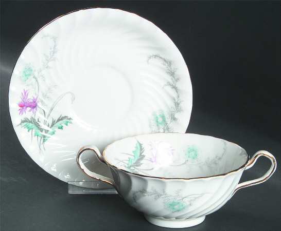 Wayside (Swirled) Footed Cream Soup Bowl & Saucer Set