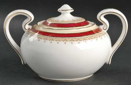Wendover Maroon Sugar Bowl & Lid