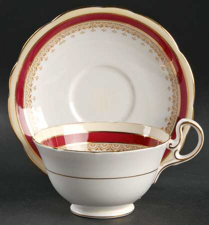 Wendover Maroon Footed Cup & Saucer Set
