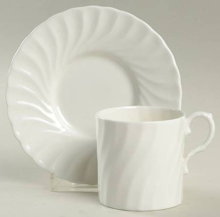 White Swirl Flat Demitasse Cup & Saucer Set