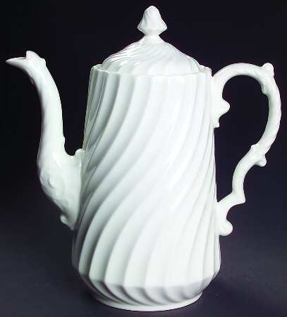 White Swirl Coffee Pot & Lid