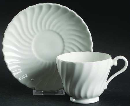 White Swirl Footed Cup & Saucer Set