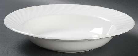 White Swirl Rim Soup Bowl